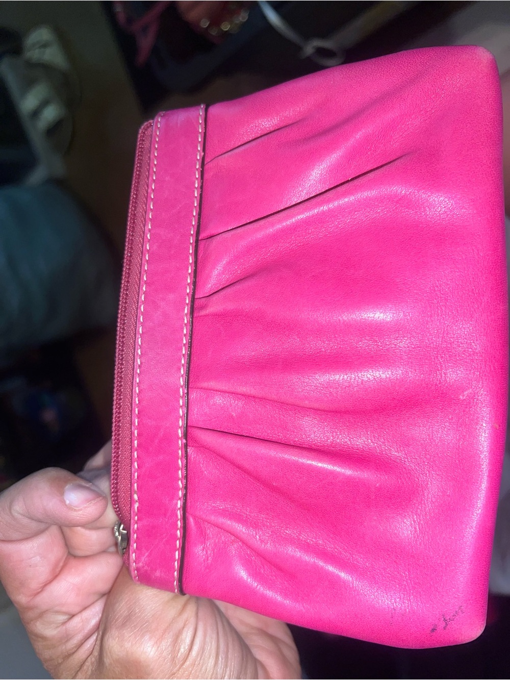 Coach Hot Pink Leather Wristlet - Picture 3 of 4